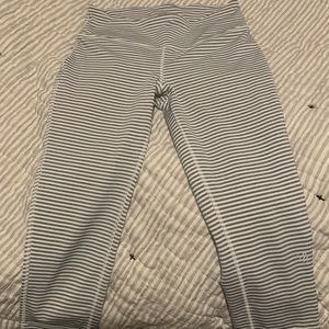White + Gray striped workout leggings
